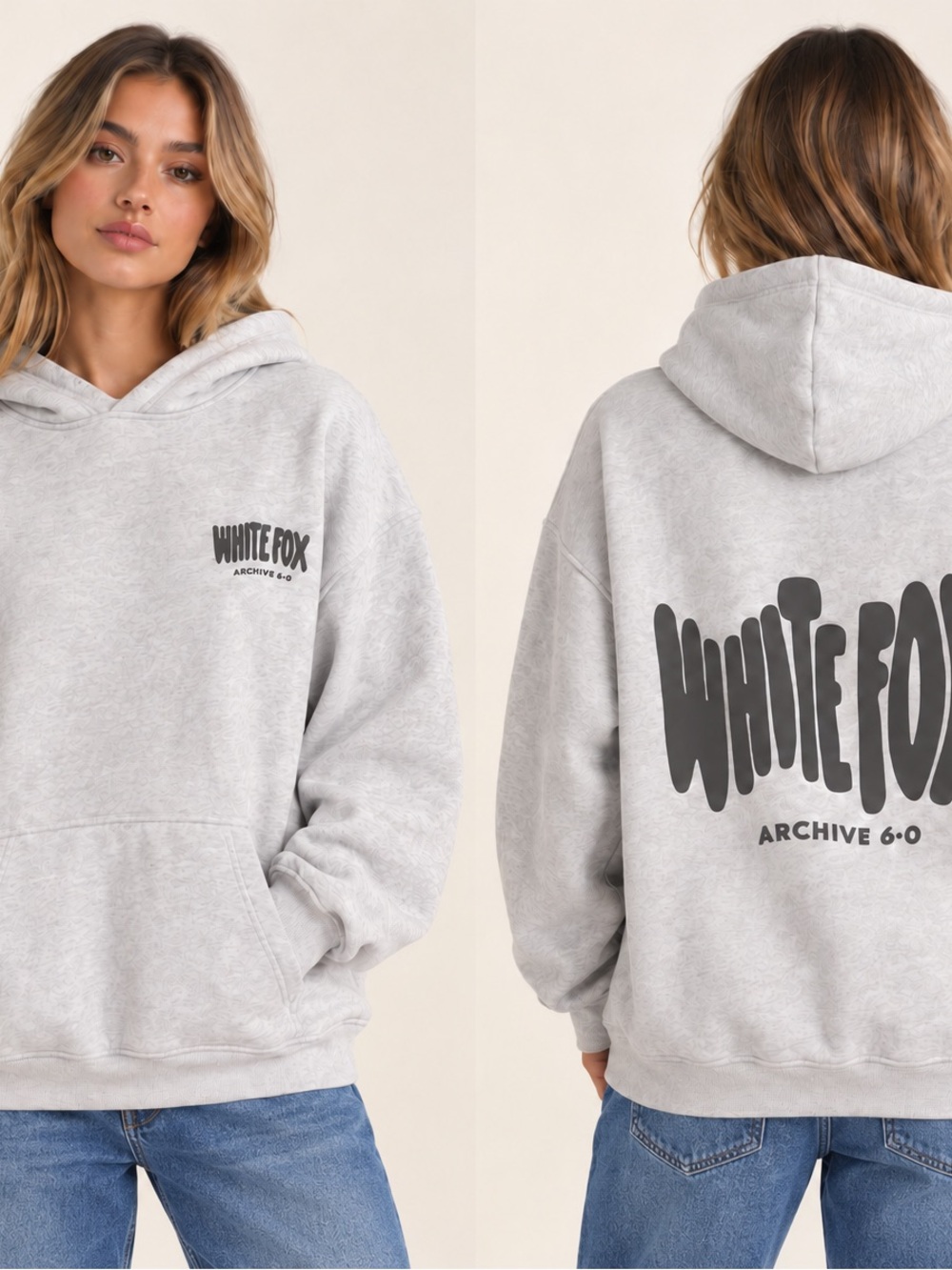 White Fox Archive 6.0 Grey Logo Hoodie -